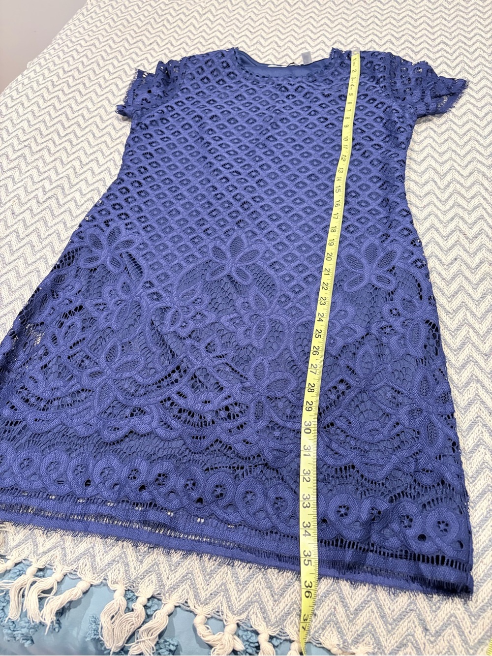 Isaac Mizrahi Live Blue Lace Shift Dress Medium - Picture 8 of 9